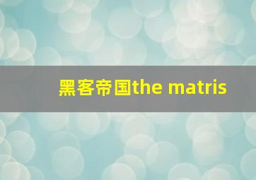 黑客帝国the matris